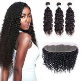 Bundle Deals With Frontal Natural Curly Virgin Human Hair Natural Black