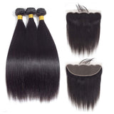 Bundle Deals With Frontal Straight Virgin Human Hair Natural Black