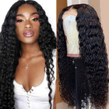 180% Density Deep Wave 4x4 Transparent Closure Lace Wig Naturlal Black