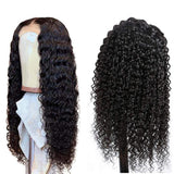 180% Density Deep Wave 4x4 Transparent Closure Lace Wig Naturlal Black