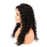 180% Density Deep Wave 4x4 Transparent Closure Lace Wig Naturlal Black