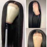 180% Density Straight 4x4  Transparent Closure Lace Wig Naturlal Black