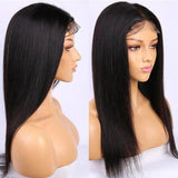 180% Density Straight 4x4  Transparent Closure Lace Wig Naturlal Black